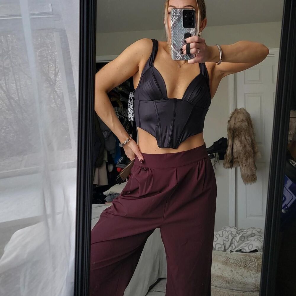 NWT ASOS LUXE Women's Black Satin Corset